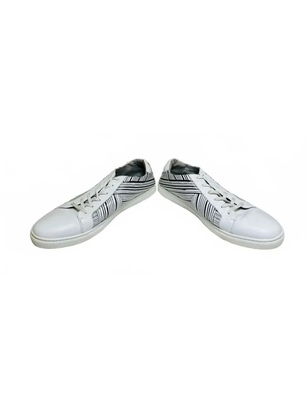 Kenneth Cole Men's Leather Sneakers Kam Stripes White & Black Men's Size 11